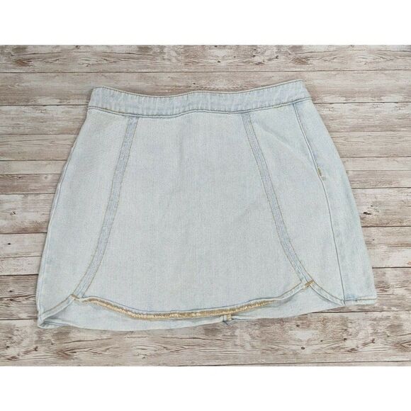 Pacsun Womens Size 25 Blue Solid Back Zipper Light Wash Mini A Line Denim Skirt - Picture 1 of 8